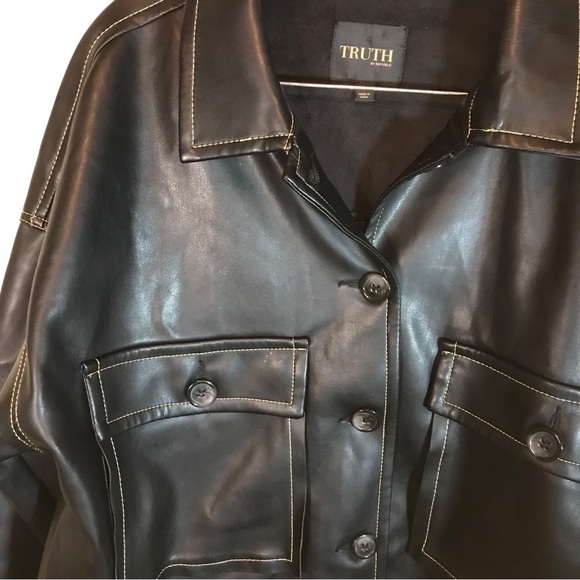 Truth by republic women’s faux leather bomber jacket size L - Picture 2 of 12